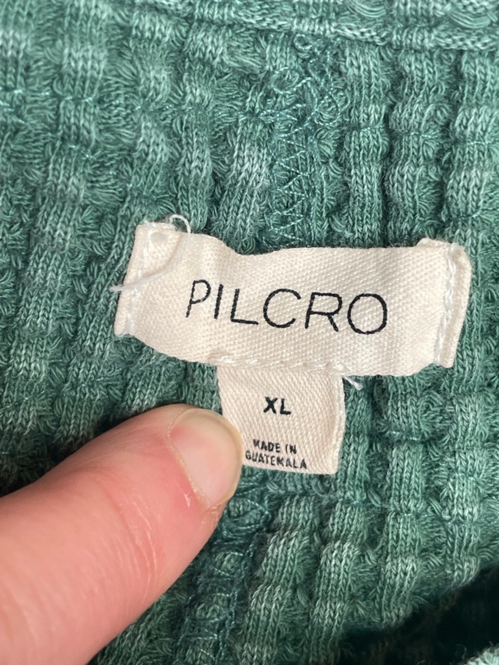 Pilcro Cropped Waffle Short Sleeve Tee 100% Cotton Oversized Boxy in Green XL - Picture 10 of 13